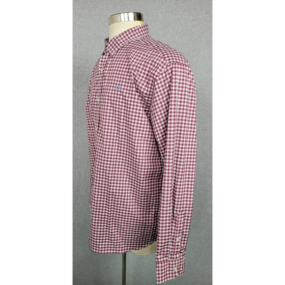 Vineyard Vines Performance Mens Classic Whale Shirt Button Front Red Gingham XXL - Picture 6 of 11